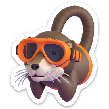 mongoose with snorkel goggles sticker