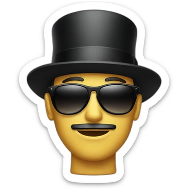 Man with a top hat and black sunglasses sticker
