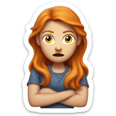 Angry ginger woman crossing her arms sticker