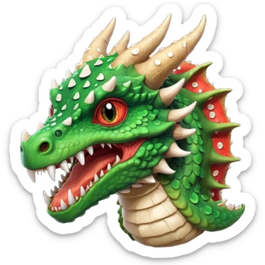 poisonous mushroom dragon beast portrait, head and shoulders only, small dragon face, mushroom cap scales, glowing green spores, sharp teeth, fantasy animal monster vibe, 3D cartoon, mobile game icon style, clean background, no text, no watermark

 sticker