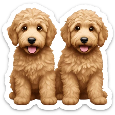 two golden labradoodles playing sticker