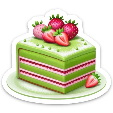Strawberry matcha cake slice sticker