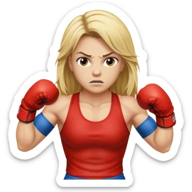 blonde female boxer long hair sticker