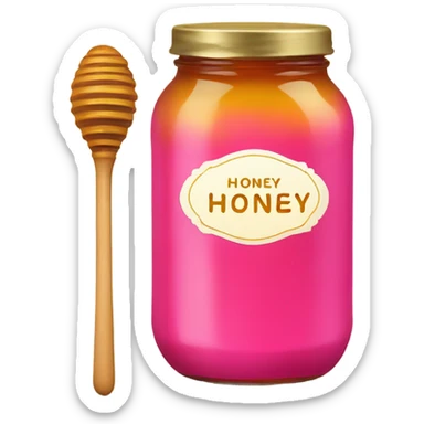 Hot pink jar of honey with wand and label sticker