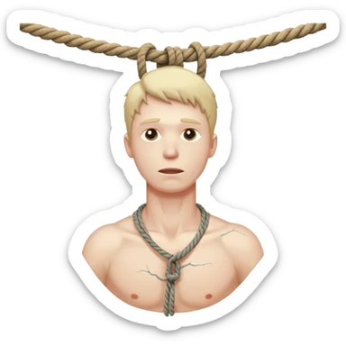 A man's neck hanging in a rope and suicide  sticker