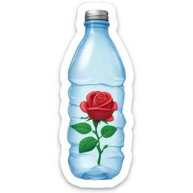 rose in a crumpled water bottle sticker