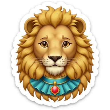 Vintage circus lion wearing ruffled collar sticker