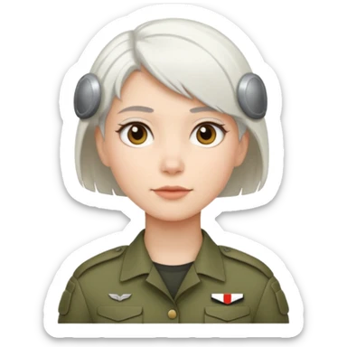 female soldier white hair style sticker