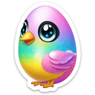 Lisa frank pastel sparkle easter egg chick sticker