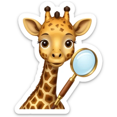 curious giraffe with magnifying glass sticker