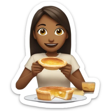 girl eating a pastel de nata in a cafe sticker