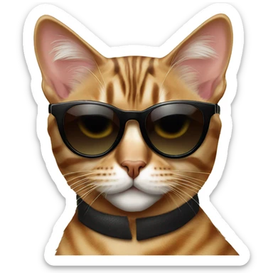 fluffy bengal cat wearing expensive black sunglasses at a fancy restaurant  sticker