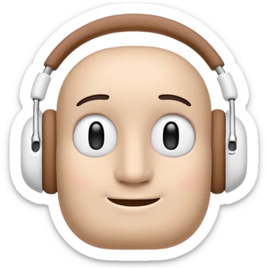 Create an Apple-style emoji that uses the 😶 neutral face, but wearing the same AirPods Max headphones as the 🎧 emoji. sticker