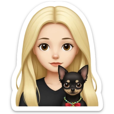 Chico pelo largo rubio chica pelo largo negro y chihuahua negro  sticker