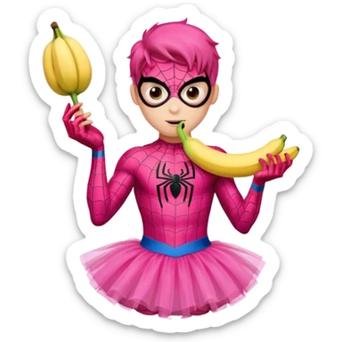 spider-man with a pink tutu and banana sticker