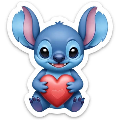 Stich con un corazón diciendo hola bombón sticker