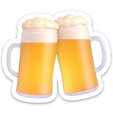 two beer mugs clinking together in a toast sticker