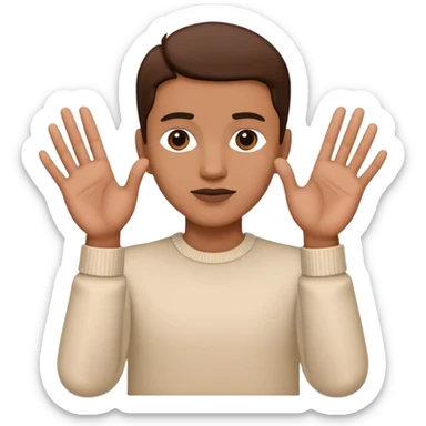 Celebrity with both hands placed down gripping an edge, isolated figure with no background elements sticker