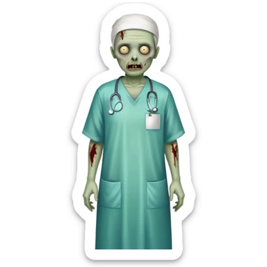 zombie hospital patient in hospital gown sticker