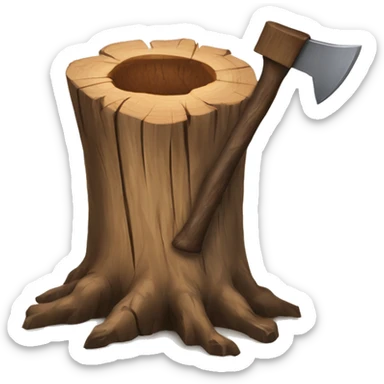 Tree stump with an axe cleaved in  it  sticker