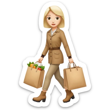 Una donna con gli stivaletti che va a fare la spesa sticker