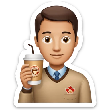canadian holding tim hortons coffee cup sticker
