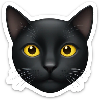 Black cat with a small white dot spot on it’s chin with yellow eyes sticker