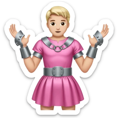 Submissive man wearing feminine clothes and chastity sticker