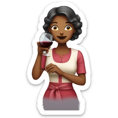 housewife drinking red wine sticker