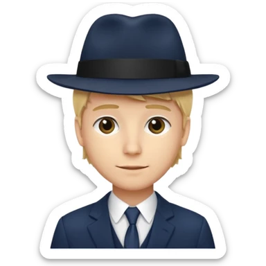 Mobster in Blue Suit – Young blonde man, navy blue suit, black hat.



 sticker
