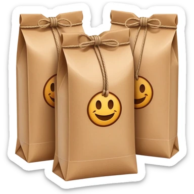 Three identical sealed packets or packages in a row sticker