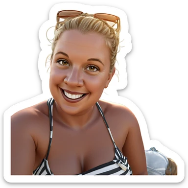 smiling in striped bikini outdoors sticker