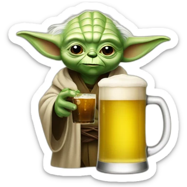 Yoda drink a beer sticker
