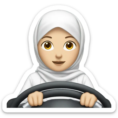 White women with white hijabi driving a car sticker