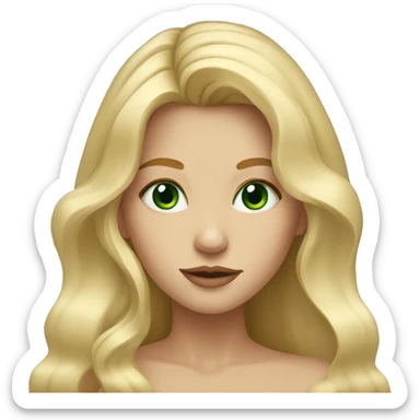 Blondy girl with the long hair.Green eyes.Small nose and a big lips  sticker