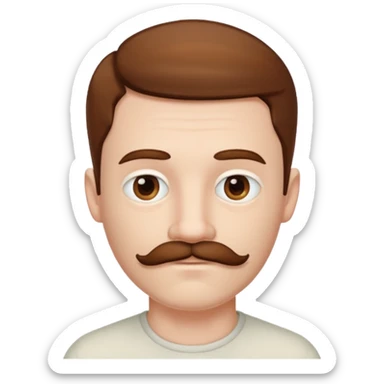 Pale Man with BROWN short hair mustache and chin BEARD sticker