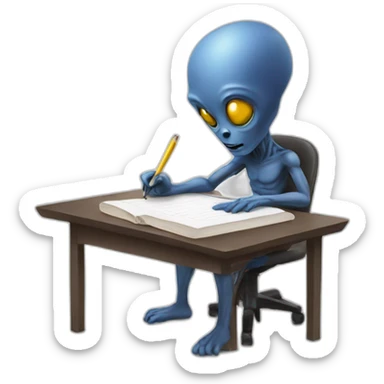 alien writing an essay sticker