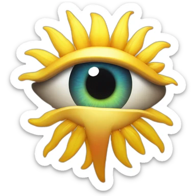 an eye with sun iris sticker