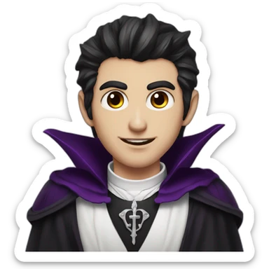 dark hair vampire priest with purple eyes handsome flirty sticker