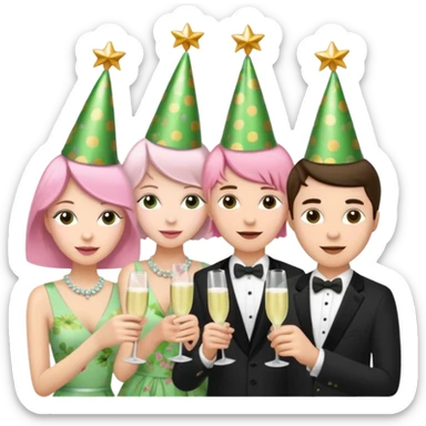 light green and light pink floral party sticker