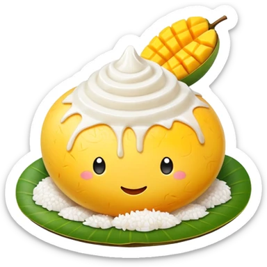 mango sticky rice, appetizing, cute, simple, no text sticker