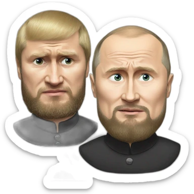 Crying Ramzan Kadyrov and angry vladimir putin golden wheelchairs sticker