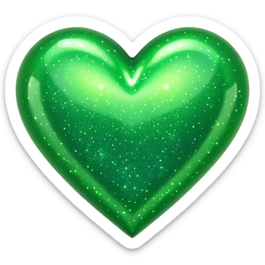 glitter heart with neon green sparkles sticker