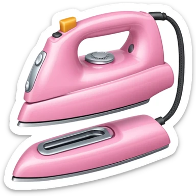 A baby pink hair iron in iOS emoji style, 3D icon, plastic texture, soft reflection, minimalist design. sticker