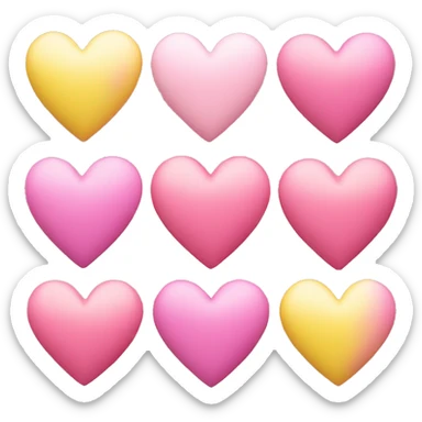 Pink and yellow love heart sticker