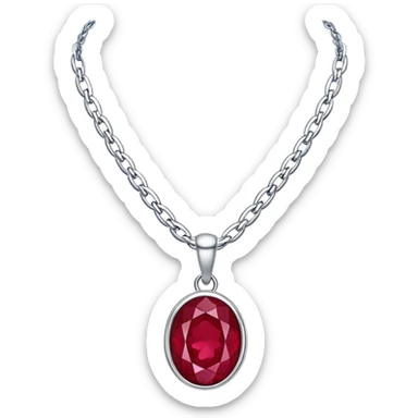 silver chain with a ruby pendant, undulating like moonlit water sticker