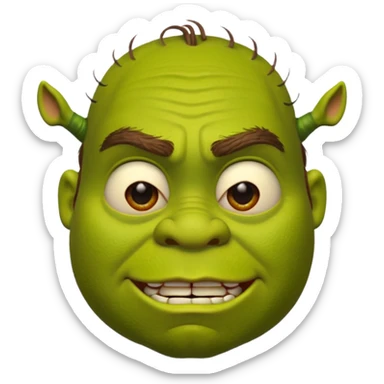 Create a Shrek emoji for a teams chat but make it more original style to the movie- make it as realistic as possible sticker