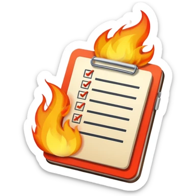 A To-do list on fire. Representing fast completion. sticker