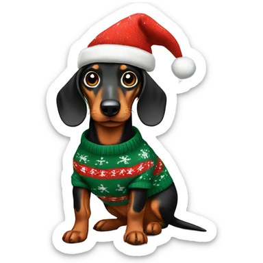 Dachshund wearing Christmas sweater sticker