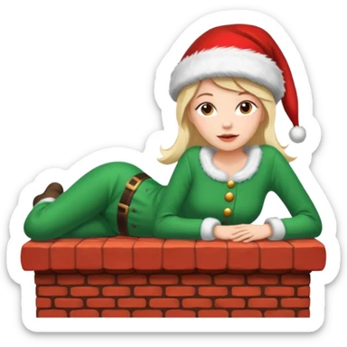 Cristmas Female lie down on a chimney sticker
